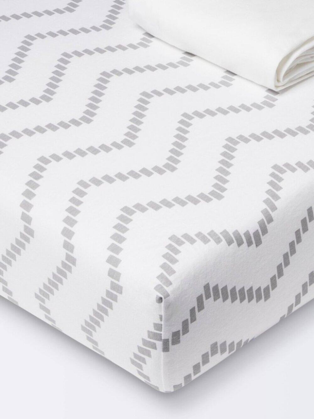 Fitted Jersey Crib Sheet Cloud Island Gray Chevron and Solid White 2pk